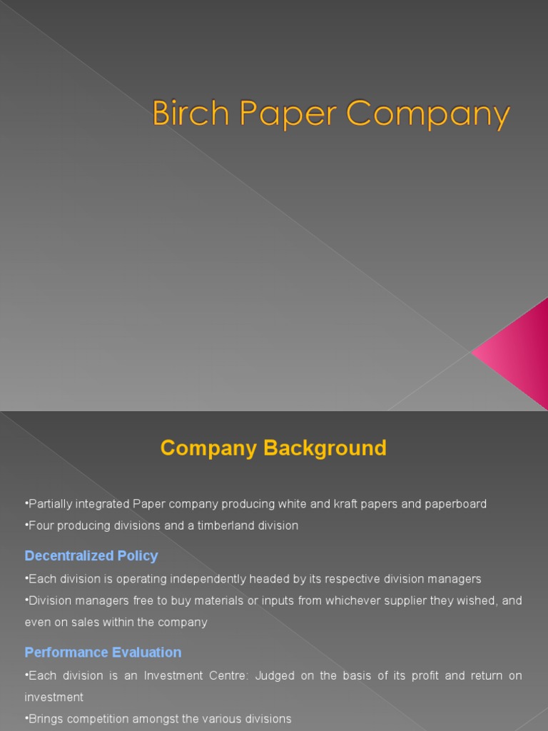 Birch Paper Company PDF Profit (Economics) Prices