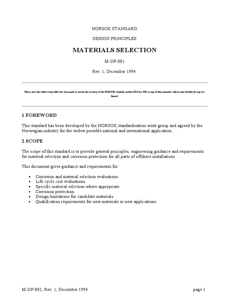 Norsok Material Selection Standart | Download Free PDF | Corrosion ...