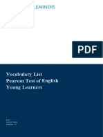 Pearson Test of English Young Learners Vocabulary Lists
