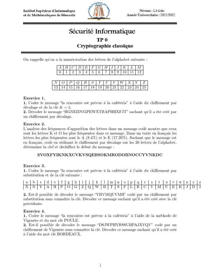 Techniques de chiffrement et déchiffrement | PDF