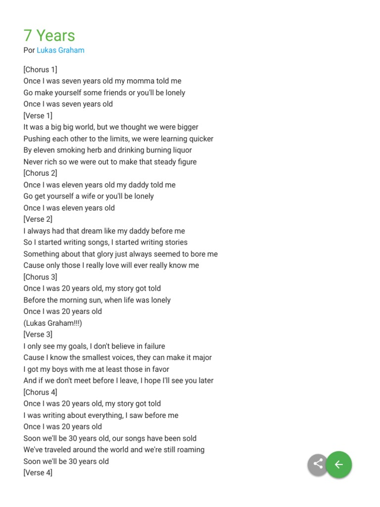 Lukas Graham - 7 Years Lyrics | PDF | Poetry