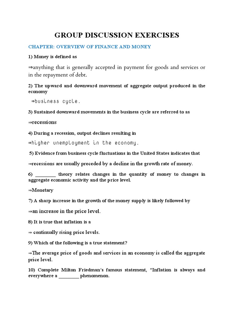 Group Discussion Exercises | PDF | Interest | Interest Rates