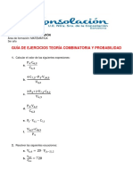 Guía de Ejercicios Teoría Combinatoria Y Probabilidad: Profesora: Marisela Calderón