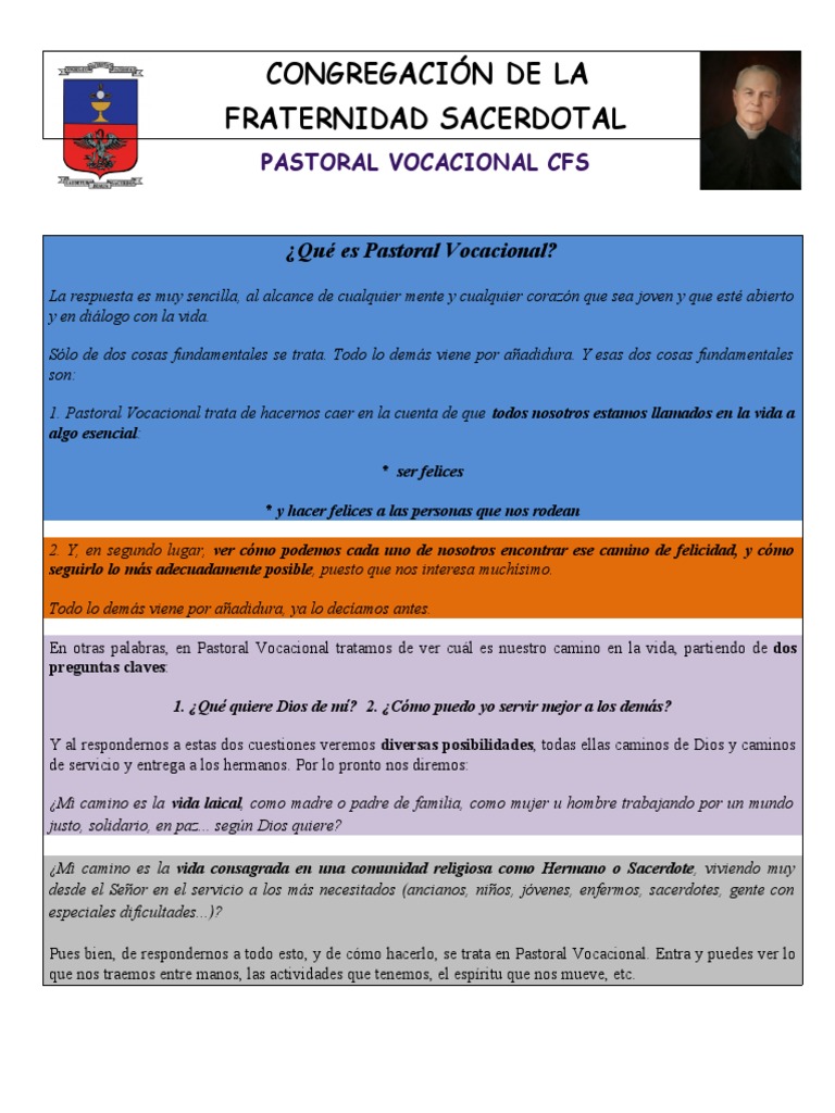 Guía de Pastoral Vocacional CFS | PDF | Relaciones personales, crianza ...