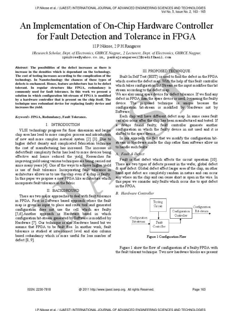 FPGA Fault Tolerance Hardware Controller | PDF | Field Programmable ...