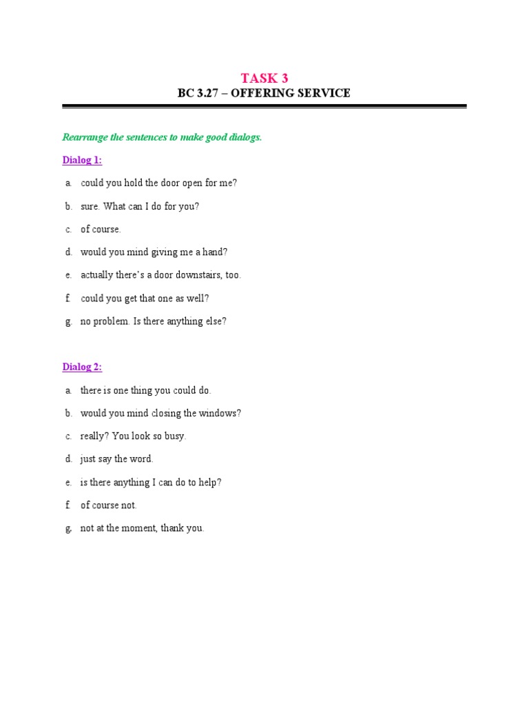 Task 3 - Bc3.27 - Offering Service | PDF | Self-Improvement
