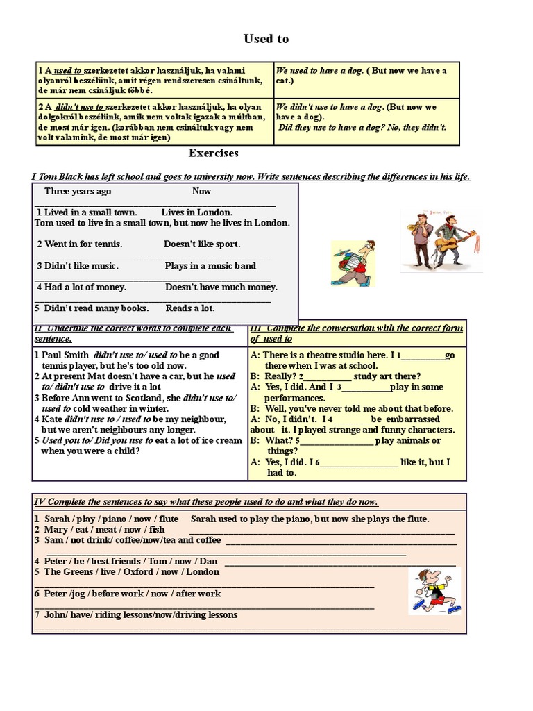 English Grammar: 'Used to' Practice | PDF | Language Arts & Discipline ...