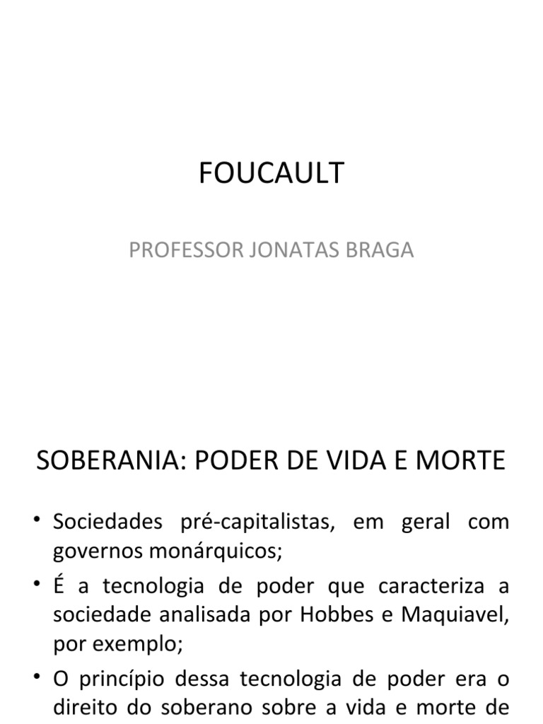 Biopoder e Soberania em Foucault | PDF | Michel Foucault | Poder ...