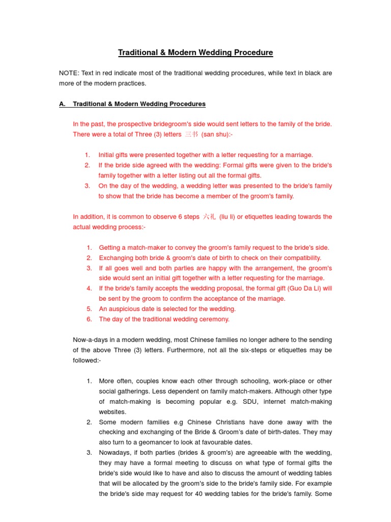 Traditional & Modern Wedding Procedures | PDF | Wedding | Bride