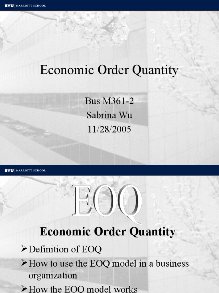 Understanding Economic Order Quantity | PDF | Inventory | Equations
