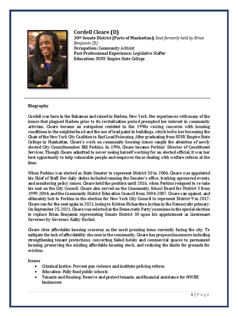 Profiles of Cordell Cleare and Yudelka Tapia | PDF | Democratic Party ...