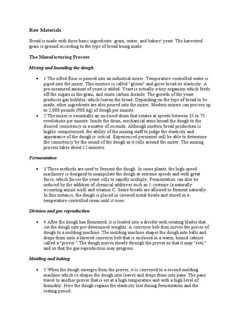 Raw Materials Mixing and Kneading The Dough PDF Breads Dough