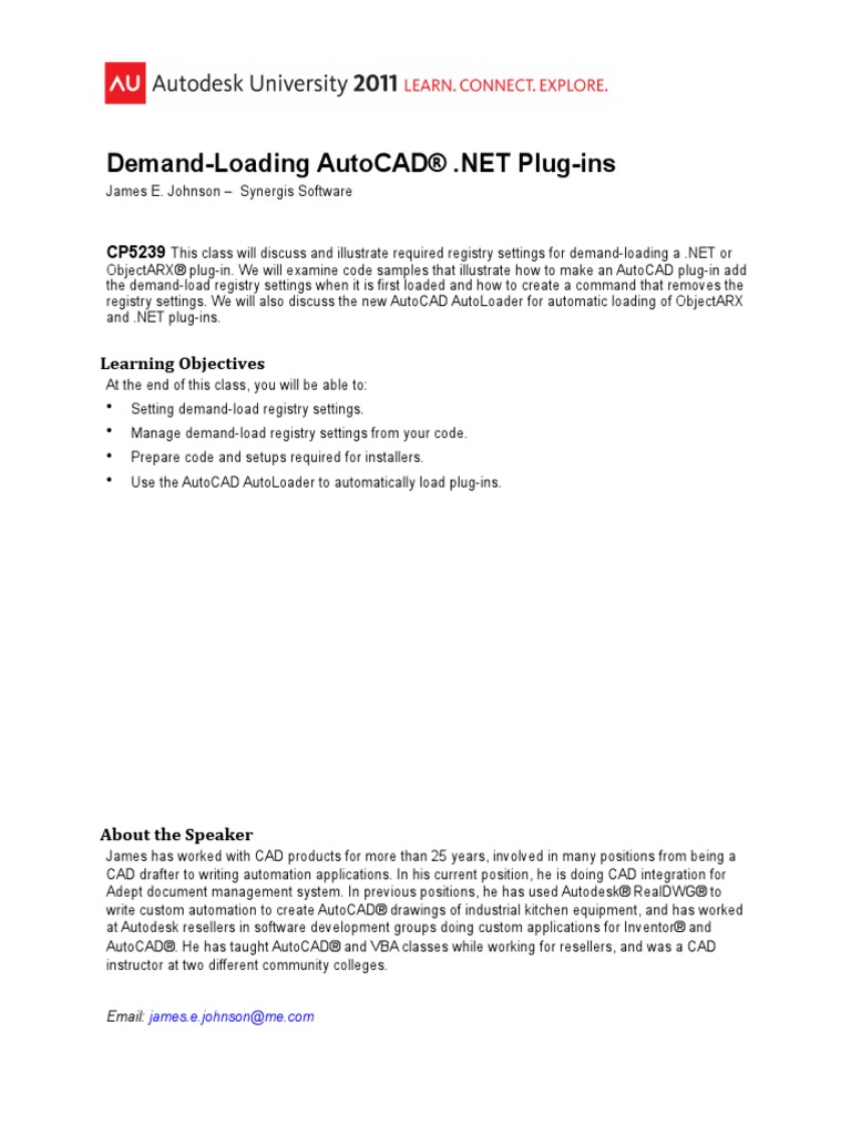 Silo - Tips - Demand Loading Autocadnet Plug Ins | PDF | Windows ...