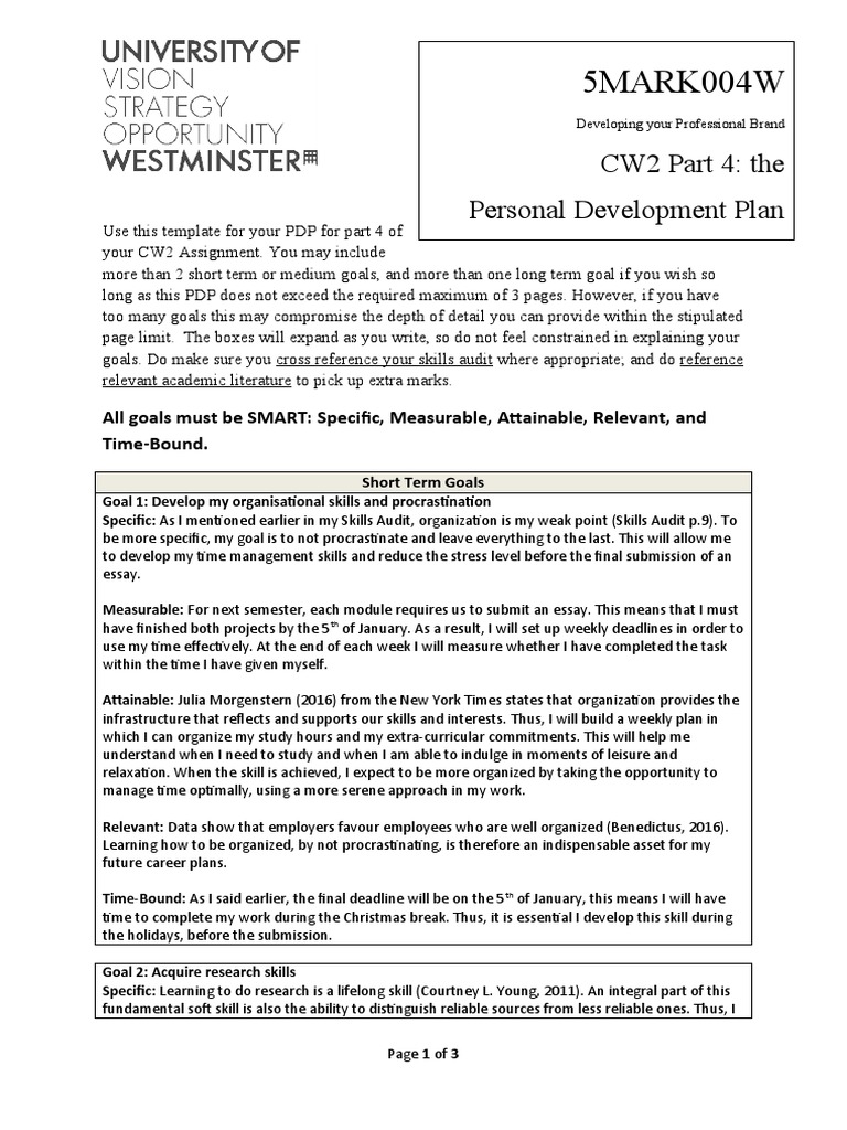 Personal Development Plan Template | PDF | Goal | Communication