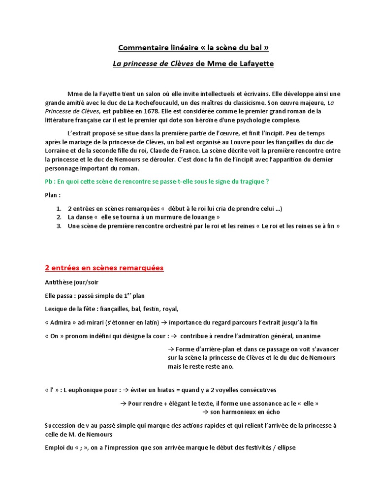 Elle Passa Tout Le Jour Des Fiançailles Commentaire Linéaire La Scène Du Bal | PDF | Linguistique