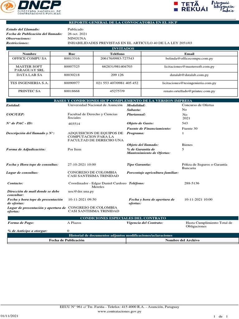 Llamado Publico 1635775575481 | PDF | Derecho privado | Derecho contractual