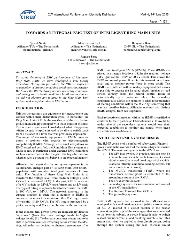 EMC Testing of Intelligent RMUs | PDF | Electrical Substation | Switch
