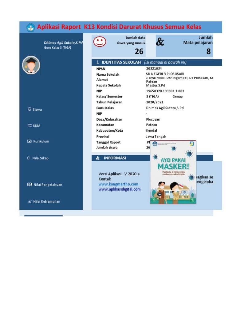 Aplikasi Raport Darurat Covid Kelas 3 1 Pdf