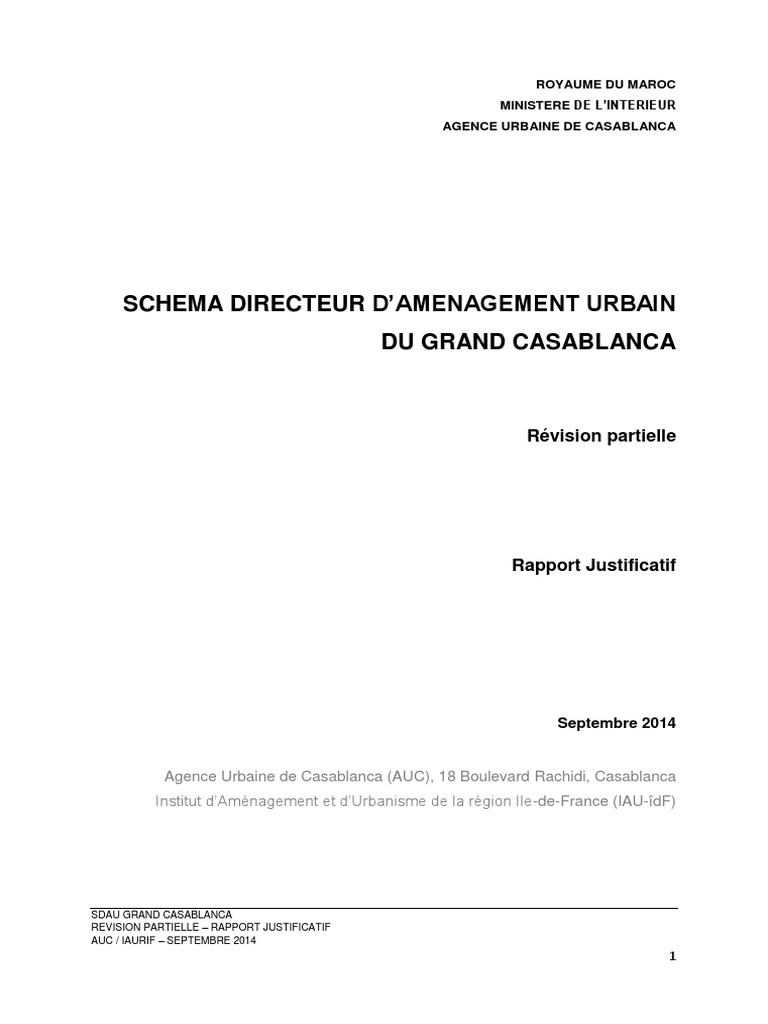 Rapport sur le SDAU de Casablanca | PDF | Forêt | Infrastructure verte