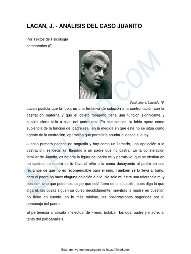Lacan Analisis Del Caso Juanito | PDF | Jacques Lacan | Complejo de Edipo