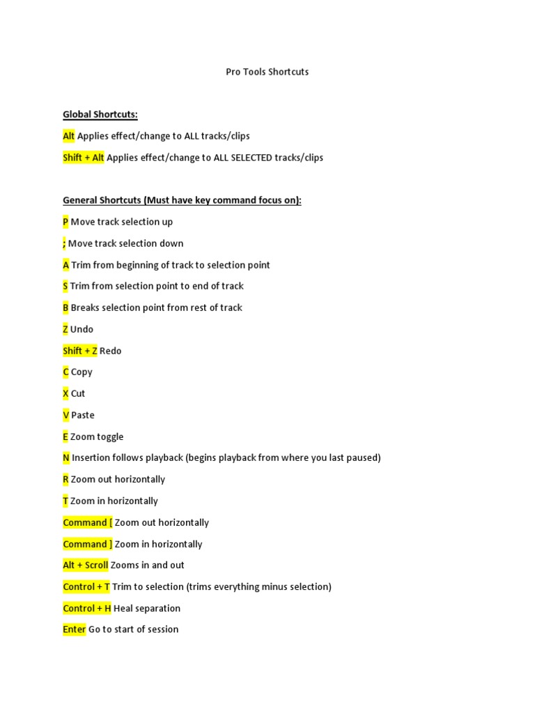 Pro Tools Shortcuts Pdf : Keyboard and Mouse Shortcuts – VXNE
