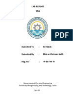 Lab Report ENA: Department of Electrical Engineering University of Engineering and Technology, Taxila