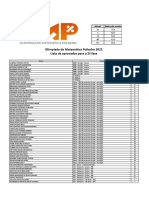 OMP 2021 - Lista de Aprovados para A 2 Fase - Divulgação