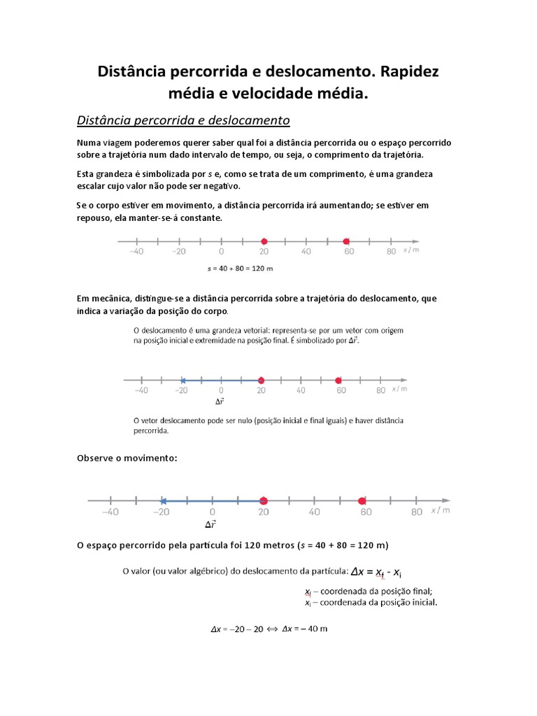 Distância Percorrida e Deslocamento | PDF | Métodos e Materiais de ...