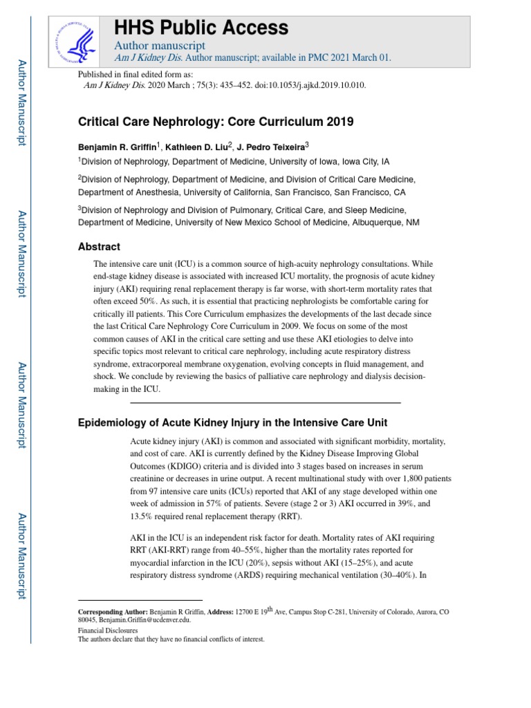 Critical Care Nephrology Core Curriculum 2019 | PDF | Nephrology | Sepsis