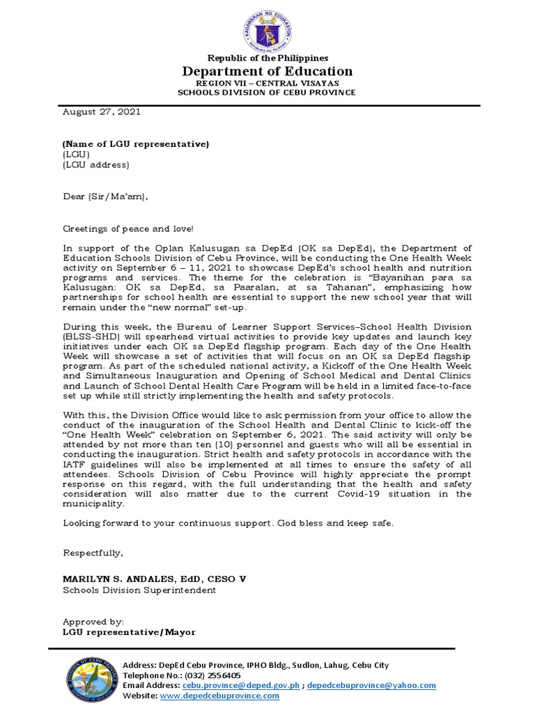 One Health Week Inauguration Request | PDF | Medicine | Health Care