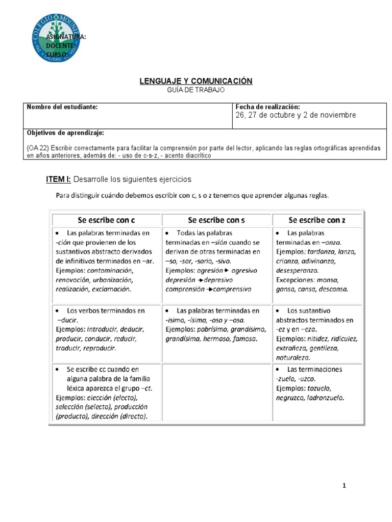 Guía de Ortografía y Ejercicios | PDF | Voz humana | Fonética
