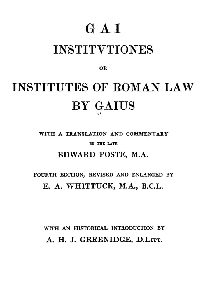 Gaius' Institutes of Roman Law Explained | PDF | Magistrate | Fine ...