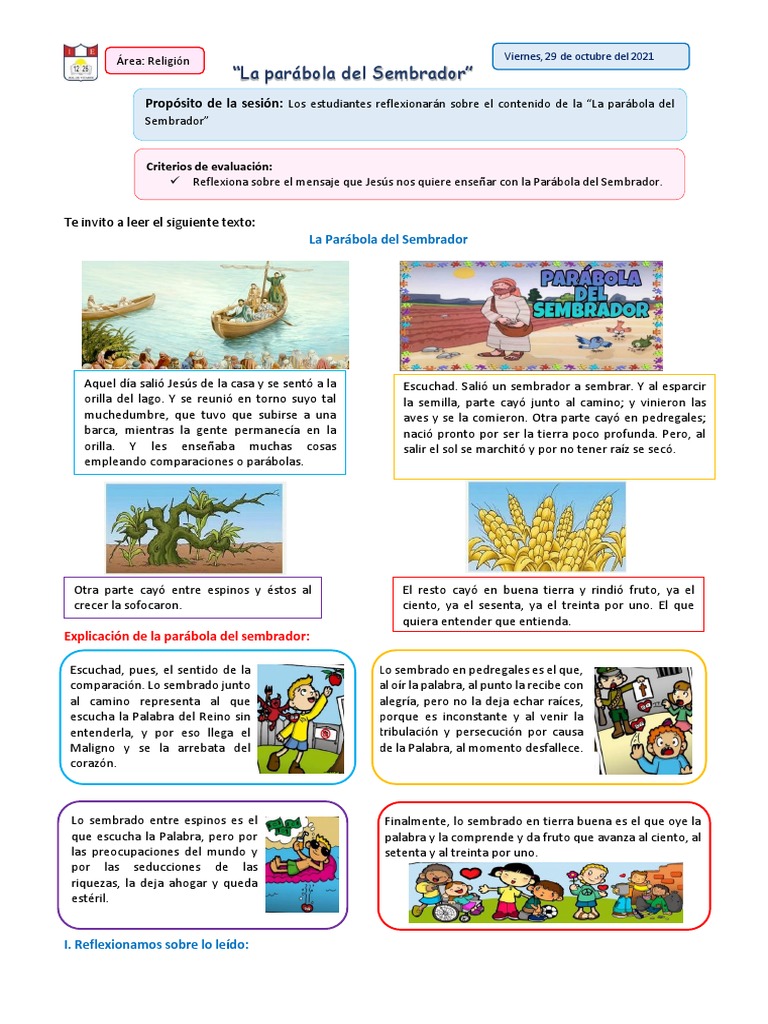 Parábola Del Sembrador 29 de Octu | PDF | Parábolas de Jesús