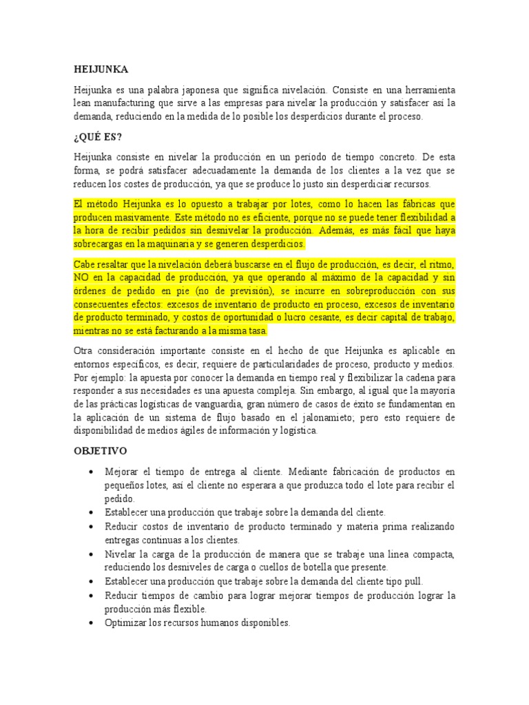 Heijunka: Nivelación de Producción Lean | PDF | Inventario | Logística
