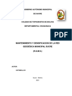Mantenimiento y densificación de la Red Geodésica Municipal Sucre (R.G.M.S
