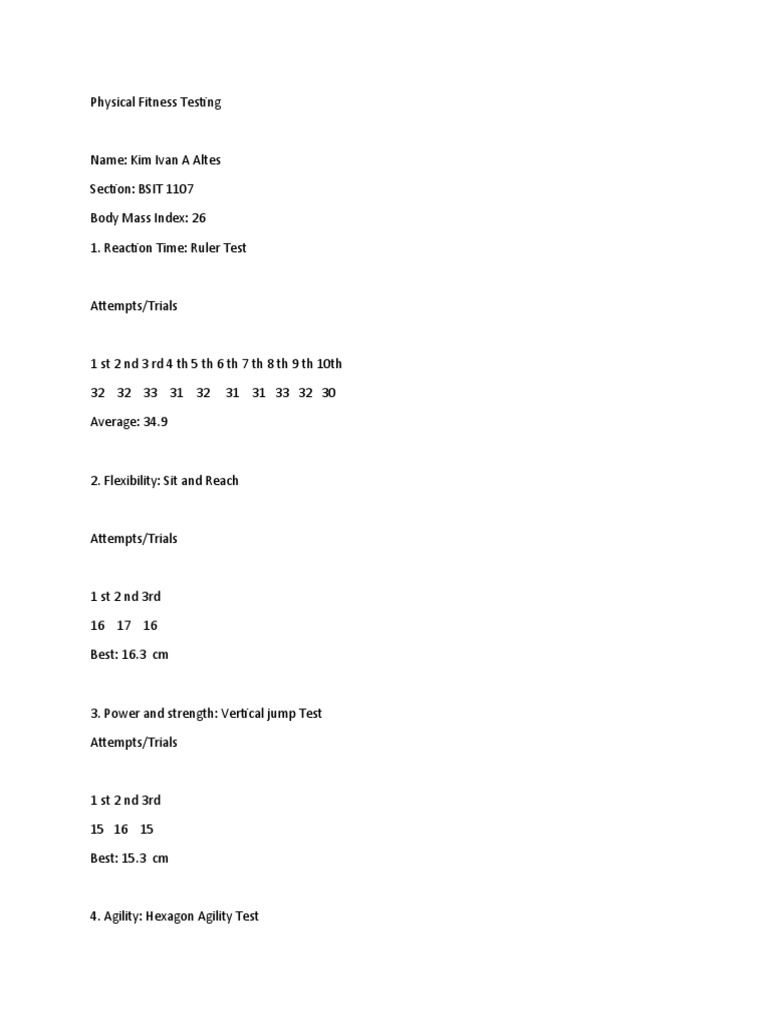 Physical Fitness Testing | PDF | Science & Mathematics