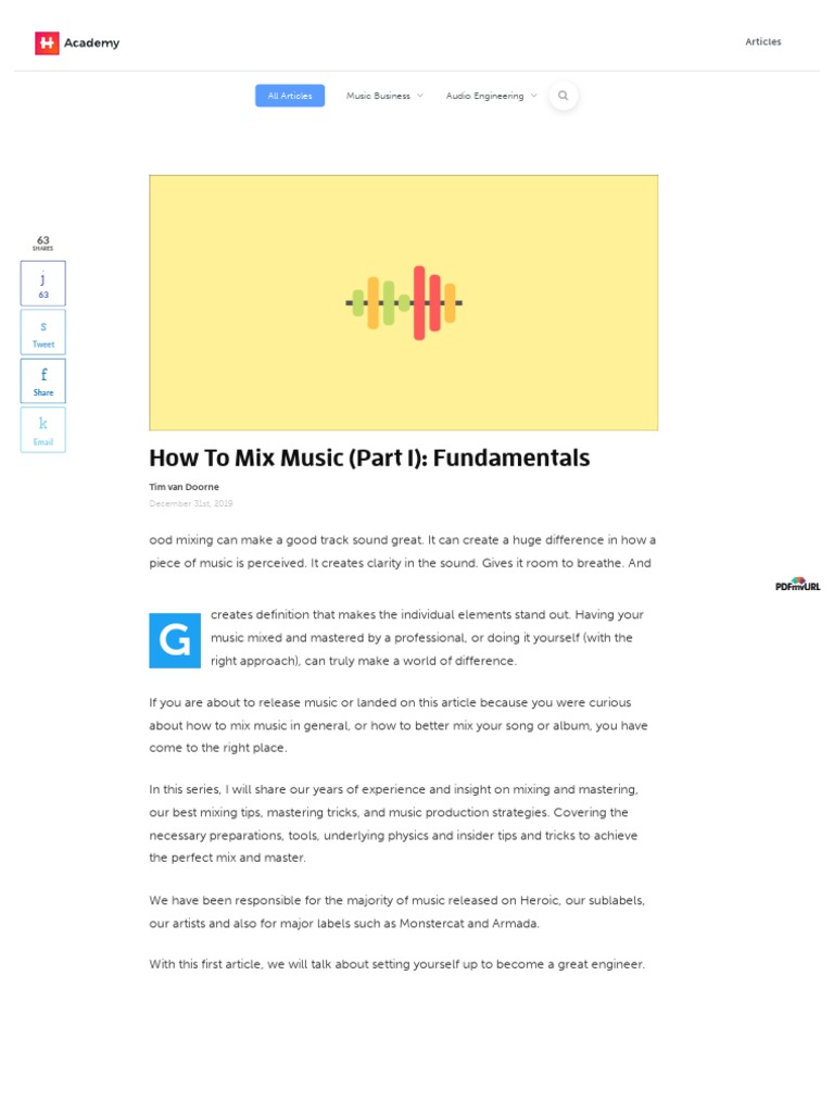 How To Mix Music Part 1 Fundamentals Pdf Frequency Sound