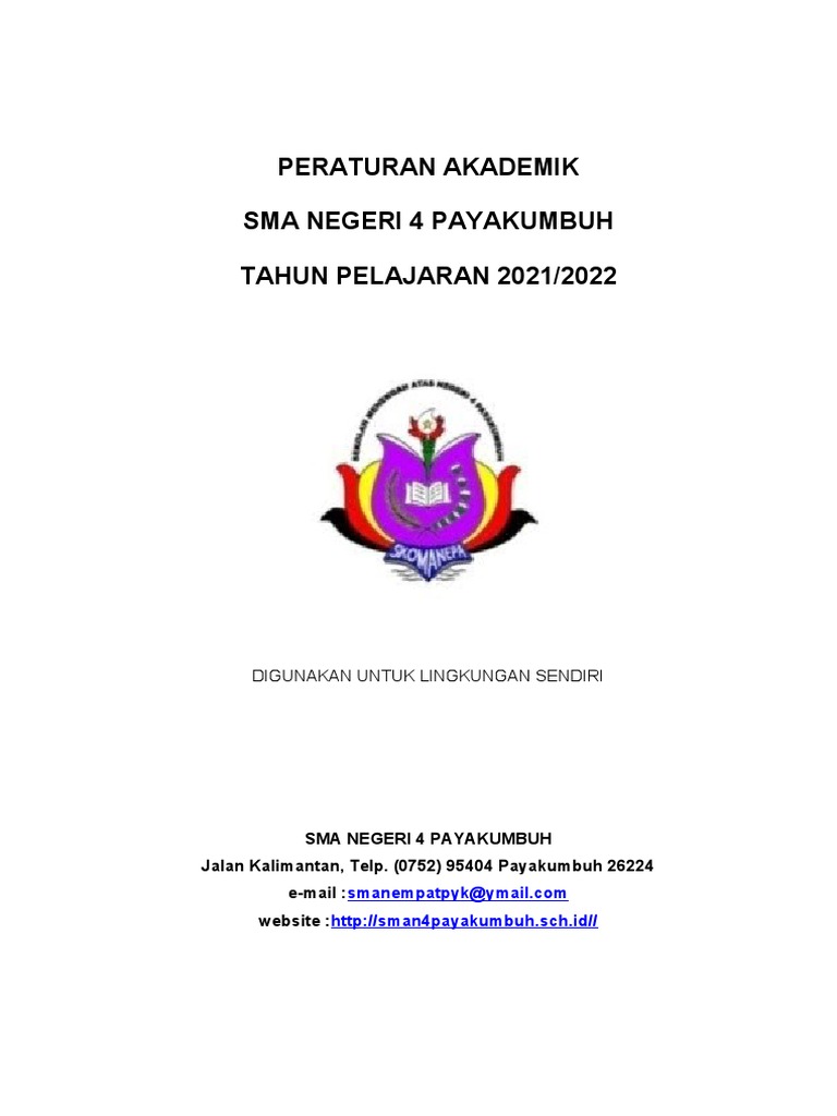 Peraturan Akademik SMA Negeri 4 Payakumbuh | PDF