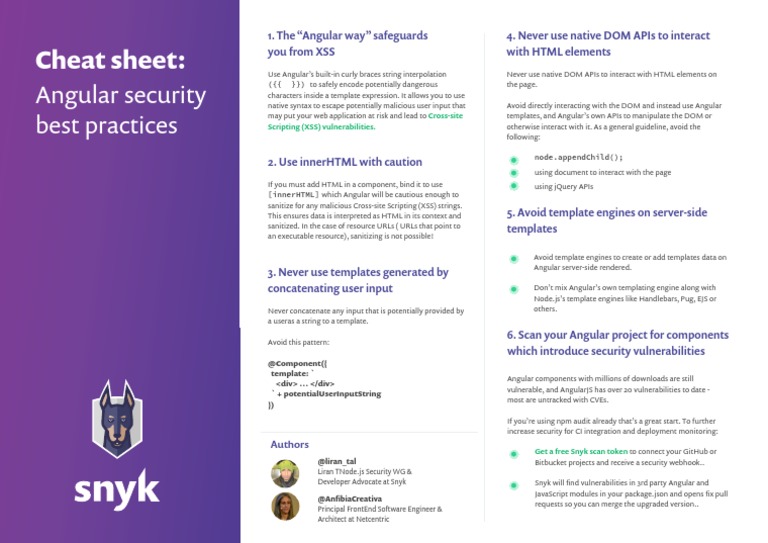 Angular Security Best Practices: Cheat Sheet | PDF | Software ...
