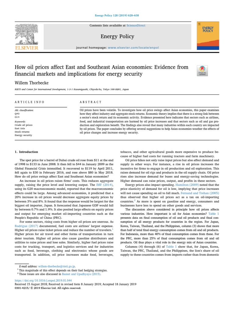 Energy Policy Sciencedirect PDF Price Of Oil Energy Security