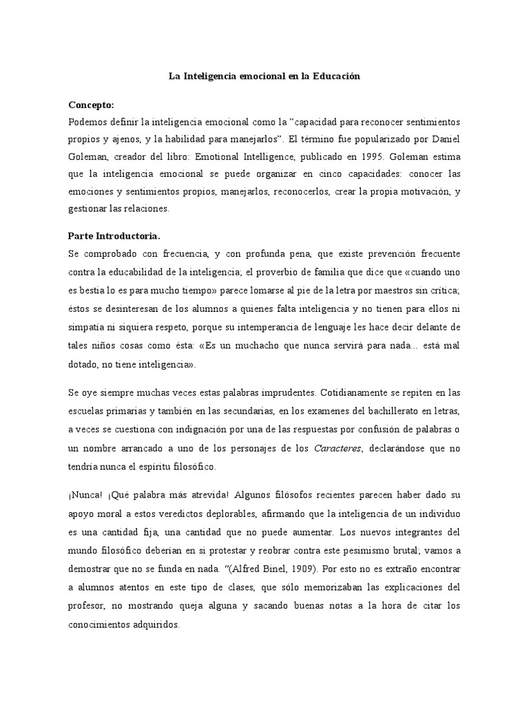 Inteligencia Emocional en Educación | PDF | Las emociones | Inteligencia