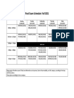 Final Exam Schedule Fall 2021