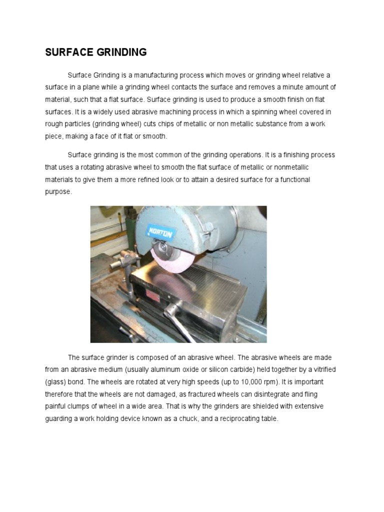 Surface Grinding Process Overview | PDF | Grinding (Abrasive Cutting ...