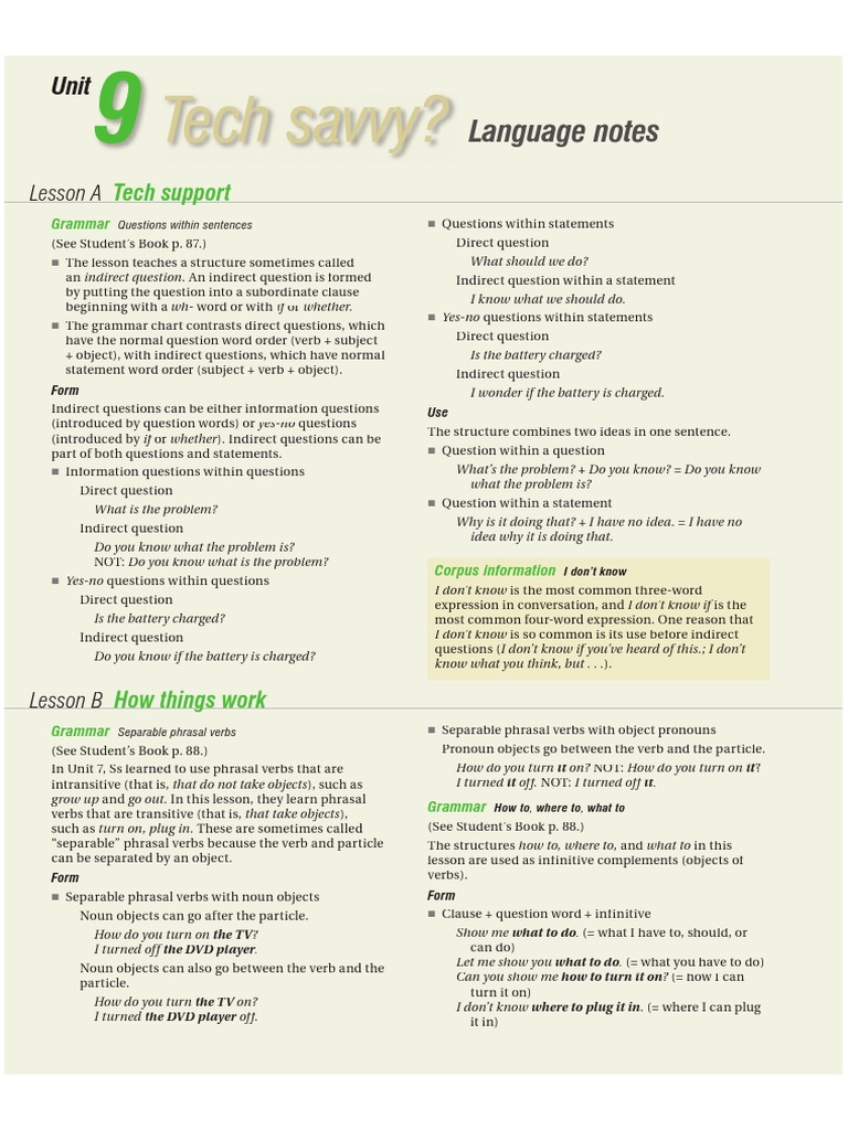 Touchstone Teacher's Edition 3 Unit 9 | PDF | Question | Object (Grammar)