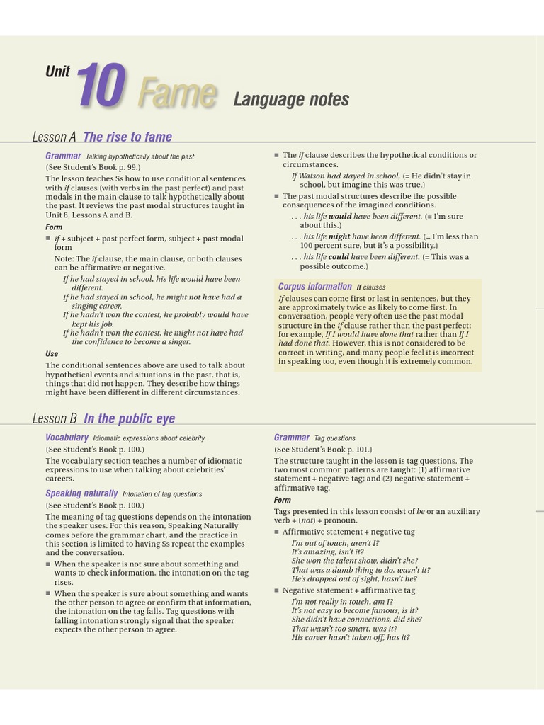 Touchstone Teacher's Edition 4 Unit 10 | PDF | Question | Verb