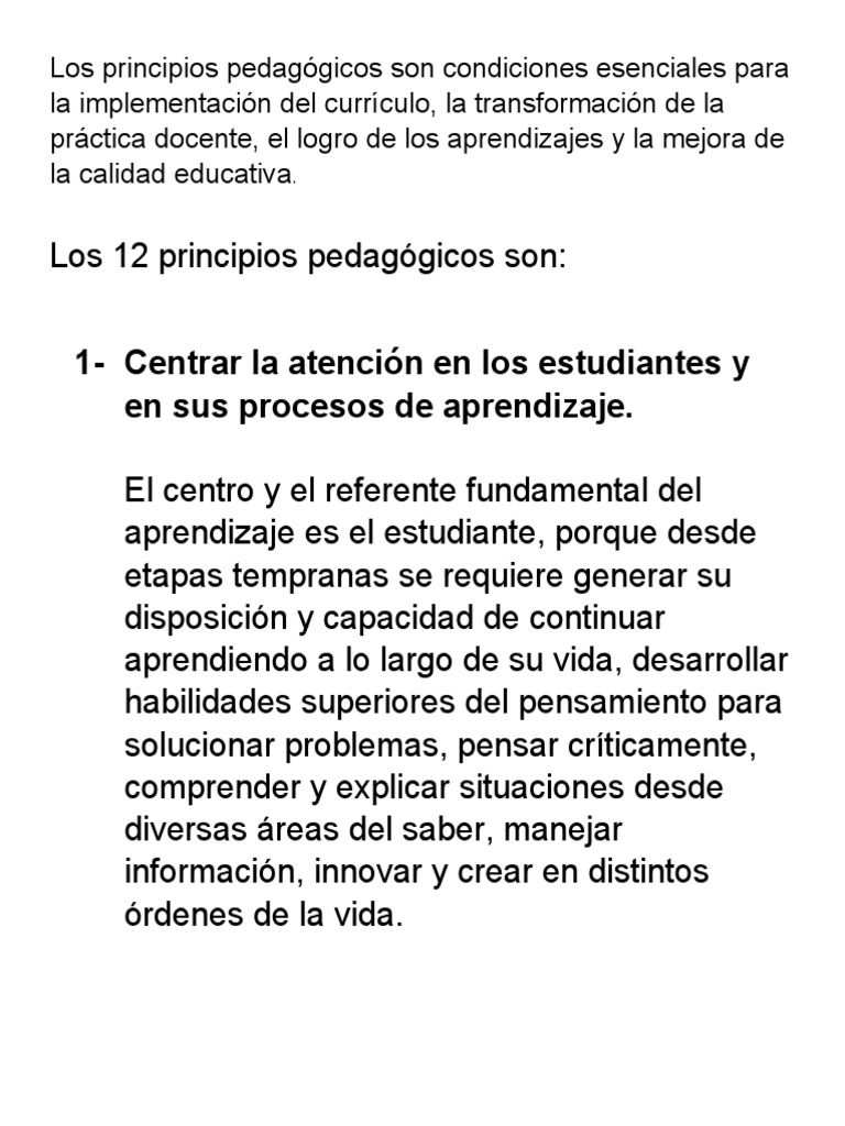 Principios Pedagogicos | PDF | Aprendizaje | Plan de estudios