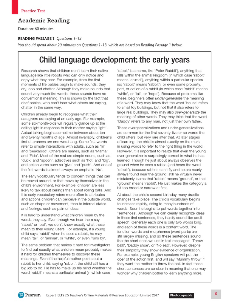 Child Language Development: The Early Years: Academic Reading | PDF ...