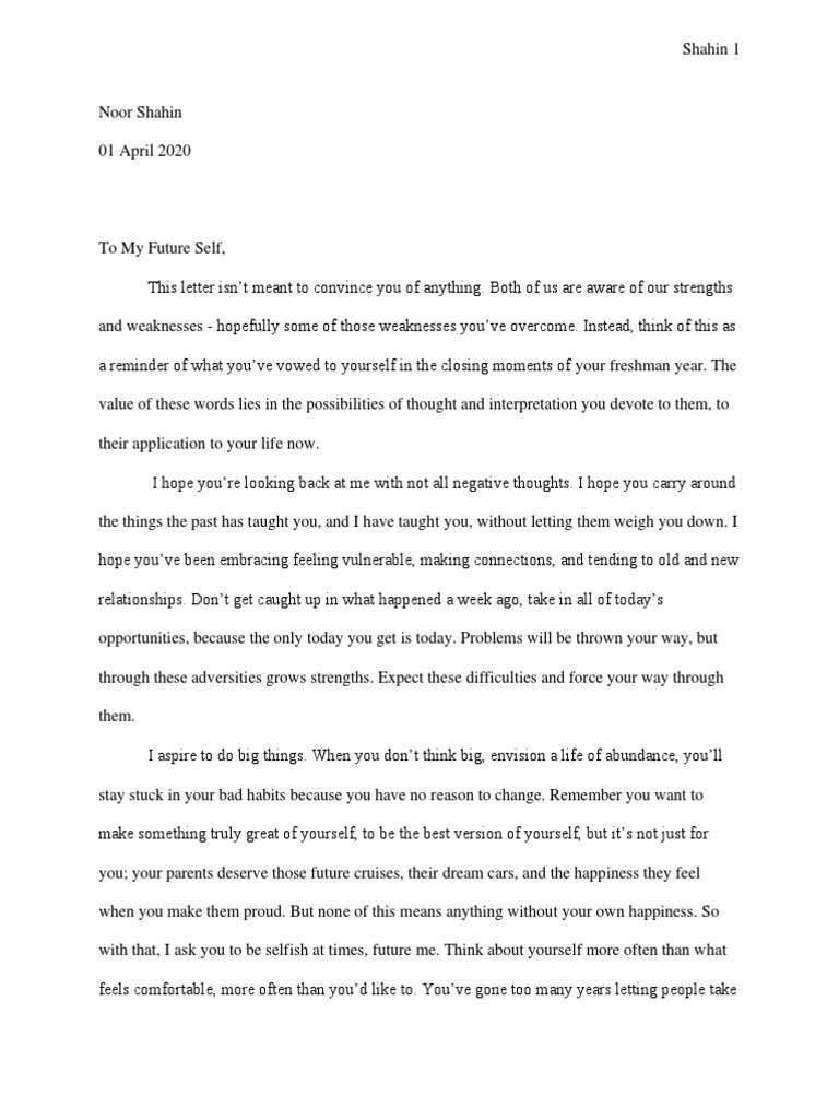 Letter To Myself PDF Self Awareness Grit (Personality Trait)