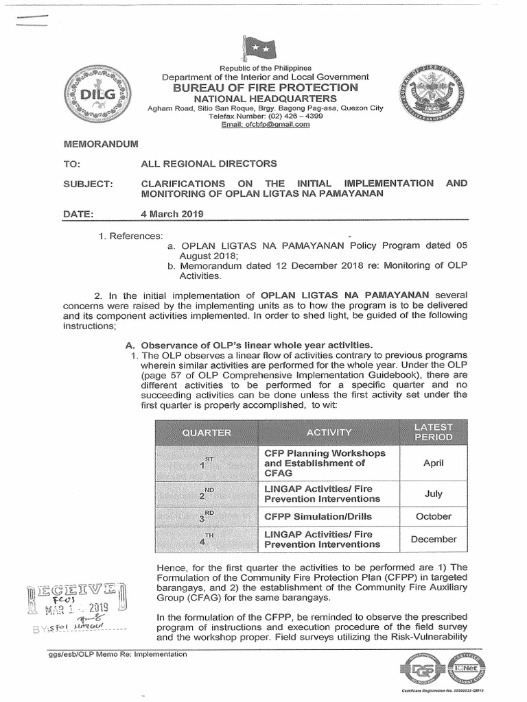 Memo Re Clarification of Olp | PDF