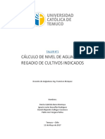 Cálculo de Nivel de Agua para Regadio de Cultivos Indicados: Taller N°1